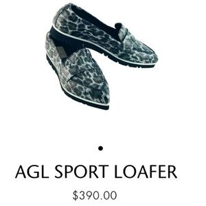 AGL EU 39 / US 8 Platform Snake Skin Pointed Toe Loafer Grey black